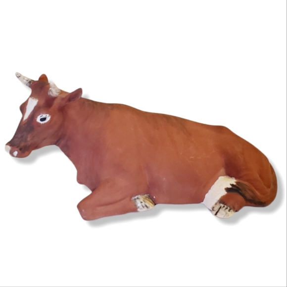 #O Vintage 1970s Handmade Ceramic Cow Animal Barn Nativity Scene Piece Decor - Picture 4 of 5